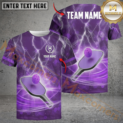 Maxcorners Pickleball Lightning Paddle Custom Name & Team 3D Shirt (4 Colors)