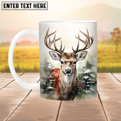 Maxcorners Winter Deer Forest 3D Ceramic Mug Printed