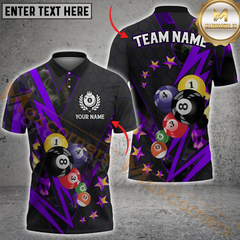 Maxcorners Pool Lightning Billiard Jersey Multicolor Option Personalized Name, Team Name 3D Polo Shirt