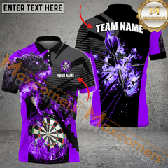 Maxcorners Darts Panther Flame MutilColor Option Customized Name, Team Name 3D Polo Shirt
