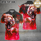 Maxcorners Bowling Flame Tiger Multioptions Personalized Name, Team Name Unisex 3D Shirts
