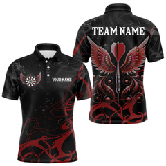 Maxcorners Personalized Red Black Arrow Wings Dart Shirts For Men Team Darts Jerseys LM0554