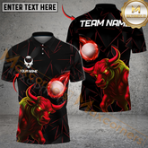 Maxcorners Power Strike Bull Golf Polo Shirt, Customized Name & Team Name 3D Shirts (4 Colors)
