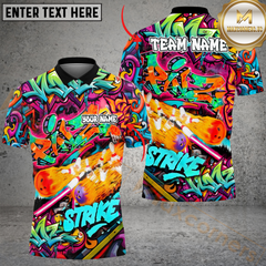 Maxcorners Bowling Graffiti Break Flame Strike Multicolor Options Personalized Name, Team Name 3D Shirt