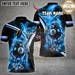 Maxcorners Billiards Flaming 8 Ball Cool Custom Name, Team Name 3D Shirt