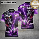 Maxcorners Bowling Shirts Gorilla Demon Skull Lightning Design Multi Options Personalized Name, Team Name 3D Shirt