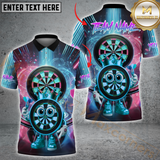 Maxcorners Darts Neon Target Champions Multicolor Customized Name, Team Name 3D Polo Shirt