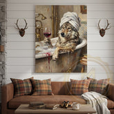 Maxcorners Wolf Bathtub Canvas Wall Art - Luxury Spa Wildlife Humor Decor