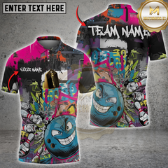 Maxcorners Graffiti Rage Bowling Jersey Multicolor Customized Name, Team Name 3D Shirts