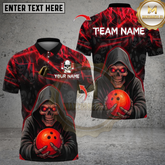 Maxcorners Flame Grim Reaper With Bowling Multicolor Customized Name, Team Name 3D Shirts