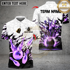 Maxcorners Bowling Golden Fire Paint Multicolor Customized Name, Team Name 3D Shirts