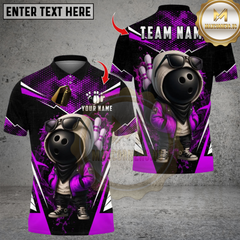 Maxcorners Streetwear Bowling Cartoon With Pins Design Multioptions Personalized Name, Team Name Unisex 3D Shirts