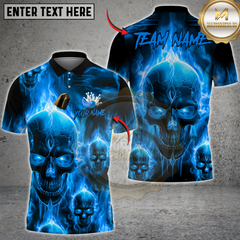 Maxcorners Bowling Flame Skull Team Design Multicolor Customized Name, Team Name 3D Shirts