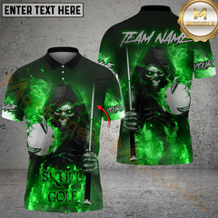 Maxcorners Golf Flaming Skull Multicolor Customized Name, Team Name 3D Shirts