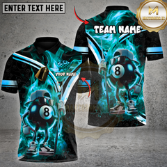 Maxcorners Billiards Flaming 8 Ball Cool Custom Name, Team Name 3D Shirt