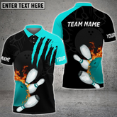 Maxcorners Bowling And Pins Color Scratch Multicolor Option Customized Name 3D Shirt