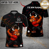 Maxcorners Bull Power Drive Golf Polo Shirt, Customized Name & Team Name 3D Shirts (4 Colors)