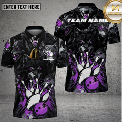 Maxcorners Wolf Bowling Attack Dark Fury Multioptions Personalized Name, Team Name Unisex 3D Shirt (4 Colors)