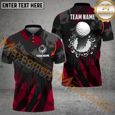 Maxcorners Golf Ball Vintage Crack Pattern Multicolor Option Customized Name, Team Name 3D Polo Shirt