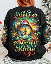 Maxcorners Always Take The Scenic Route Compass Christmas All Over Print LM2101