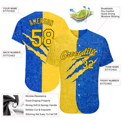 Maxcorners Custom 3D Pattern Design Hearts Painted In The Colors Of The Ukrainian Flag Premium Baseball Jersey LM0210