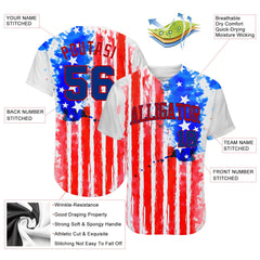 Maxcorners Custom Tie Dye White-Royal 3D American Flag Premium Baseball Jersey LM0210