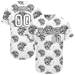 Maxcorners Custom White Black 3D Pattern Design Tiger Authentic Baseball Jersey
LM0609