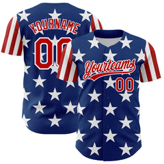 Maxcorners Custom Black Red-Royal 3D American Flag Eagle Patriotic Premium Baseball Jersey LM0210