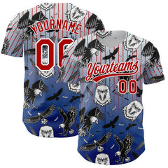 Maxcorners Custom White Red-Royal 3D Pattern Design American Eagle Authentic Baseball Jersey
LM0609