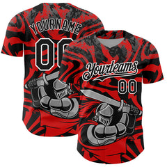 Maxcorners Custom Red Black-White 3D Pattern Design Knight Hero Art Authentic Baseball Jersey
LM0609