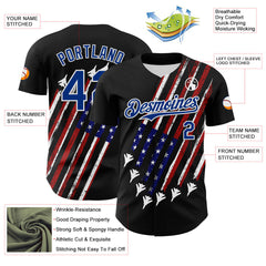 Maxcorners Custom Navy Red-White Patriotic American Flag Premium Baseball Jerseys LM0210