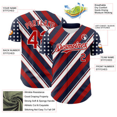 Maxcorners Custom Royal Red Gray-White 3D Patriotic American Flag And President's Day Premium Baseball Jersey LM0210