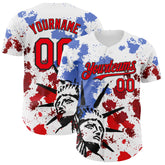 Maxcorners Custom Navy Red-White 3D Patriotic American Flag Premium Baseball Jerseys LM0210