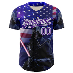 Maxcorners Custom Black Gold 3D Pattern Design Outer Space Light Swords American Flag Premium Baseball Jerseys LM0210