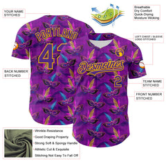 Maxcorners Custom Purple Gold 3D Pattern Design Mardi Gras Shrove Tuesday Premium Baseball Jersey LM0210