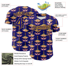 Maxcorners Custom Dark Purple Gold 3D Pattern Design Mardi Gras Shrove Tuesday Premium Baseball Jersey LM0210