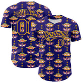 Maxcorners Custom Dark Purple Gold 3D Pattern Design Mardi Gras Shrove Tuesday Premium Baseball Jersey LM0210