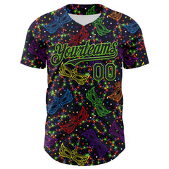 Maxcorners Custom Purple Black-Aurora Green 3D Pattern Design Mardi Gras Shrove Tuesday Premium Baseball Jersey LM0210