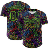 Maxcorners Custom Purple Black-Aurora Green 3D Pattern Design Mardi Gras Shrove Tuesday Premium Baseball Jersey LM0210