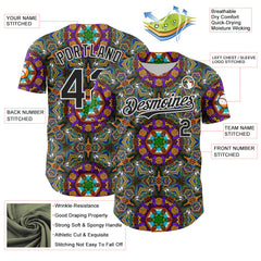Maxcorners Custom Green Black-White 3D Pattern Design Burner Costumes Geometric Shape Premium Baseball Jersey LM0210