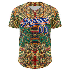 Maxcorners Custom Green Royal White-Orange 3D Pattern Design Burner Costumes Exotic Premium Baseball Jersey LM0210