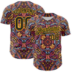 Maxcorners Custom Purple Black-Gold 3D Pattern Design Burner Costumes Exotic Authentic Baseball Jersey
LM0609