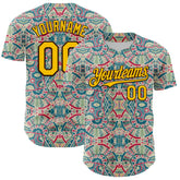 Maxcorners Custom Green Yellow-Brown 3D Pattern Design Burner Costumes Exotic Premium Baseball Jersey LM0210