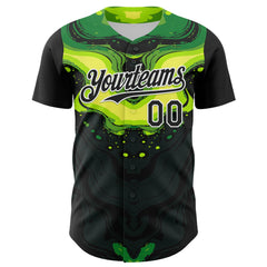 Maxcorners Custom Black Green-White 3D Pattern Design Rave Party Poison Liquid Premium Baseball Jersey LM0210