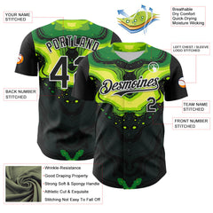 Maxcorners Custom Black Green-White 3D Pattern Design Rave Party Poison Liquid Premium Baseball Jersey LM0210