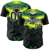 Maxcorners Custom Black Green-White 3D Pattern Design Rave Party Poison Liquid Premium Baseball Jersey LM0210