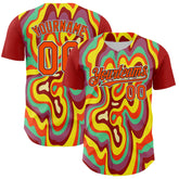 Maxcorners Custom Red Orange Black-White 3D Pattern Design Rave Party Marble Lava Premium Baseball Jersey LM0210