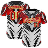 Maxcorners Custom White Red Black-Yellow 3D Pattern Design Burner Costumes Cyber Punk Premium Baseball Jersey LM0210