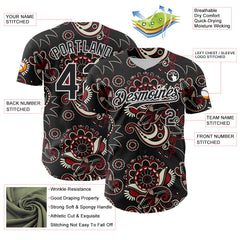 Maxcorners Custom Black White 3D Pattern Design Burner Costumes Paisley Bandana Premium Baseball Jersey LM0210