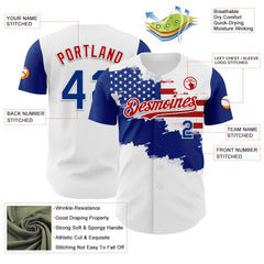 Maxcorners Custom Red USA Flag Black-Royal 3D America-Inspired Premium Baseball Jersey LM0210